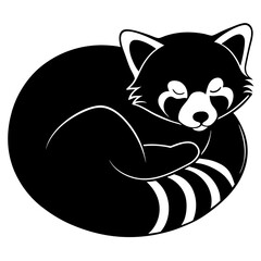 Fototapeta premium Stylized black and white illustration of a sleeping red panda
