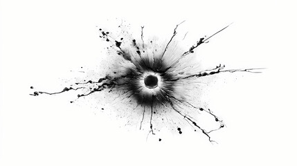 A bullet trace isolated on a transparent background. impact trace. Illustration