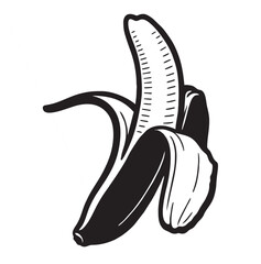 silhouette image of a banana with a transparent background