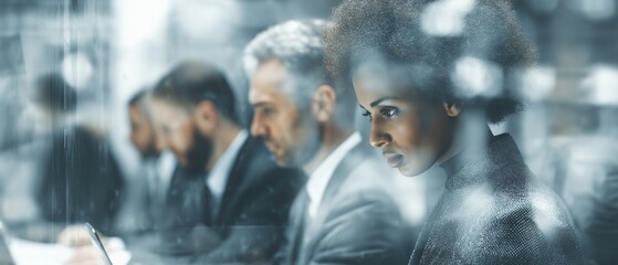 financial data processing in an office setting for a variety of businesspeople