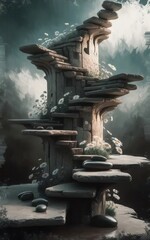 Stone Stairway to Tranquility: A Serene Path Amidst Nature's Gentle Embrace