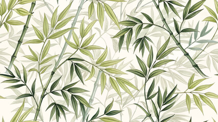 Seamless pattern with bamboo leaves.
