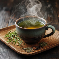 Herbal Green Tea in Ceramic Cup