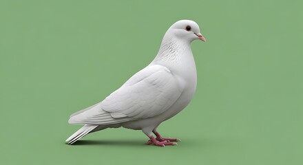 White Dove Profile on Green Background