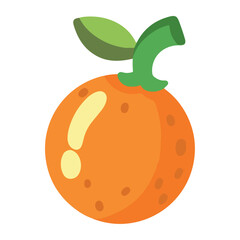 Flat Line Orange Fruit Illustration