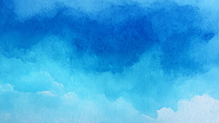 Obraz premium 濃淡のある青が重なり合いながら自然に溶け合う水彩ペイント。静けさや広がりを感じさせるデザイン背景に活用できる素材。 