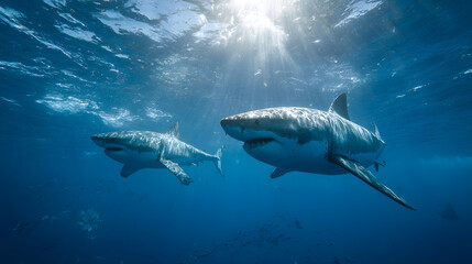 Fototapeta premium Great White Sharks