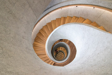 spiral staircase in the modern concrete building
