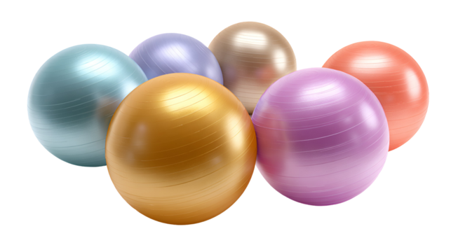 Colorful exercise balls fitness gym equipment workout