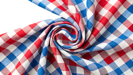 Fototapeta premium Twisted Checkered Napkin Spiral Isolated on White or Transparent