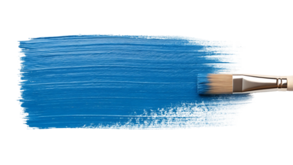 Abstract Blue Paintbrush Stroke on White: Textured PNG Element