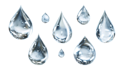 Sparkling Water Droplets Falling Isolated Background,