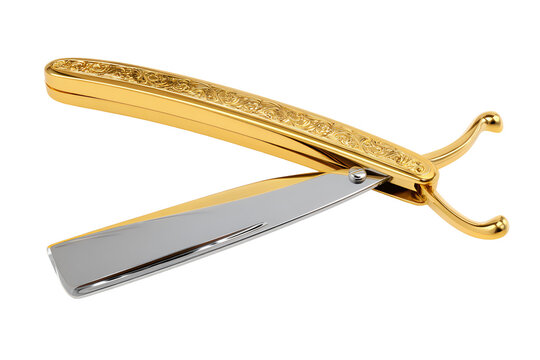 Gold ornate straight razor barber tool luxury shaving