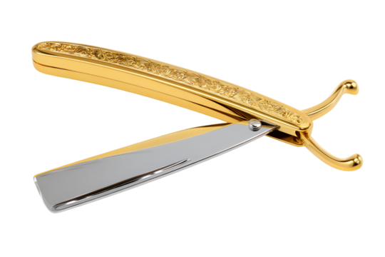 Gold ornate straight razor barber tool luxury shaving