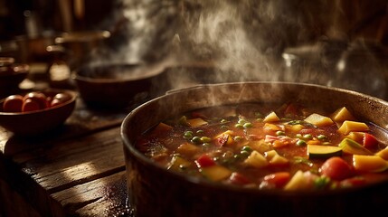 Hearty Vegetable Stew, Steaming Hot