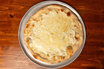 White pizza on a tray