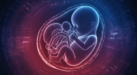 Digital illustration showcasing the beauty and complexity of prenatal human development