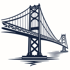 Iconic Golden Gate Bridge Silhouette Illustration
