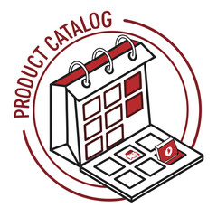 Product Catalog Calendar with Release Dates and Schedule Planning Icon