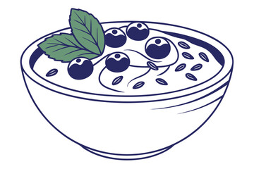 Greek yogurt bowl with blueberries and mint leaves