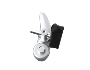 Pair of isolated bicycle brake calipers with black rubber pads, essential cycling equipment for safety. High resolution, detailed bike parts on a PNG Transparent HD Background for easy compositing.