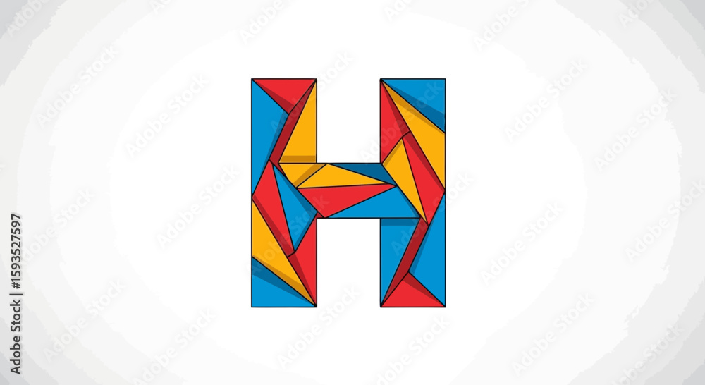 Fototapete vector abstract geometric letter h logo design colorful triangle shapes modern alphabet initial vect