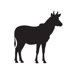 Fototapeta premium Black silhouette of a standing antelope isolated on white background silhouette