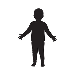 Fototapeta premium Child silhouette with arms outspread isolated on white background silhouette