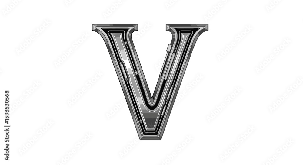 Fototapete vector download metallic letter v vector image in silver color for graphic design and typography pro