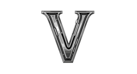 Vector download metallic letter v vector image in silver color for graphic design and typography projects free use