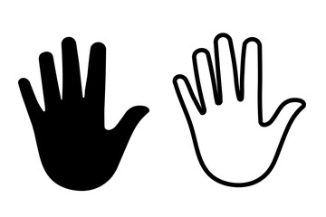 palm clip art. Vector silhouette of a human hand on a white background. palm icon. five-finger illustration. Hand icon. Hand illustration.