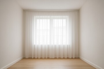 Fototapeta premium Bright Minimalist Room with Sheer Curtains and Natural Light