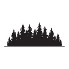 Obraz premium Dark evergreen forest silhouette isolated on white background