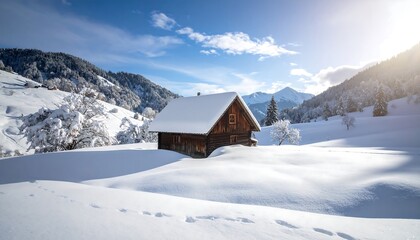 Snowy alpine chalet