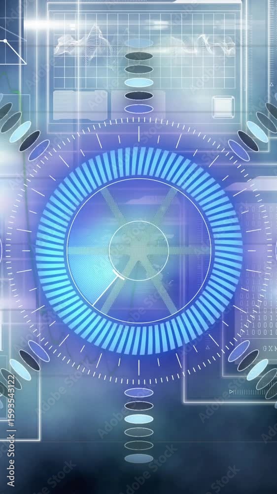 Poster Animation of processing circle on scientific graph and data