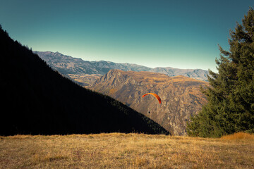Queenstown Hillside, Paragliding in the Afternoon Light, New Zealand