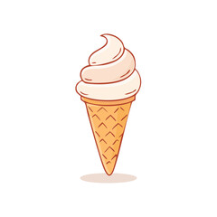 Vanilla soft serve ice cream cone on a hot summer day. Summertime treats, ice cream shop menu, refreshing dessert concept.