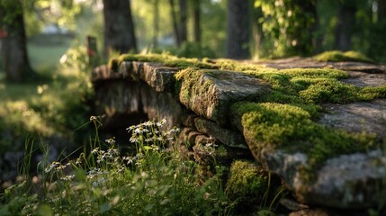 Moss-covered stone bridge