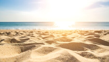 Sandy beach, ocean view, bright sunlight