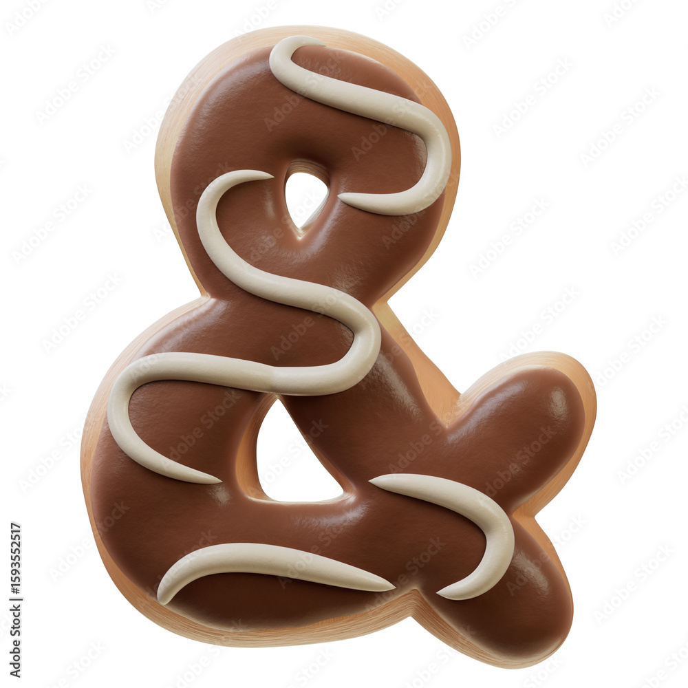 Fototapete 3d font.chocolate biscuit donut font concept. isometric alphabet. numbers and letters. 3d rendering 