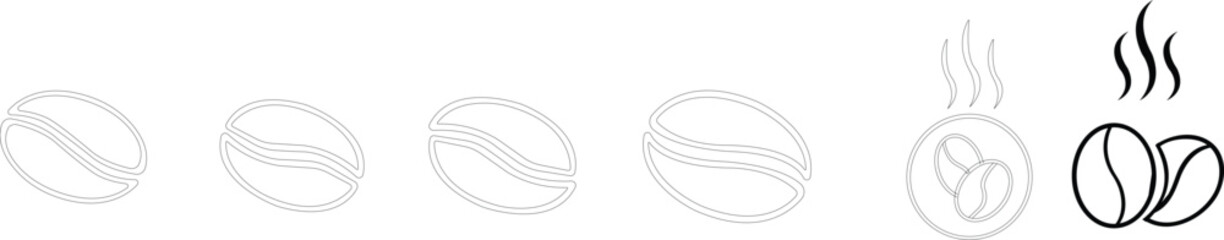 Art & IllustraCoffee bean icon set.Coffee bean icon. Coffee seed sign set. Caffeine vector symbol isolated on white background.Flat icon set of coffee bean varieties. Coffee Manufacture, Cafes andtion