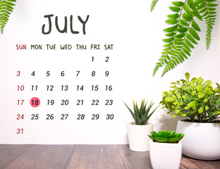 August 18th. Image of august 18 wooden color calendar