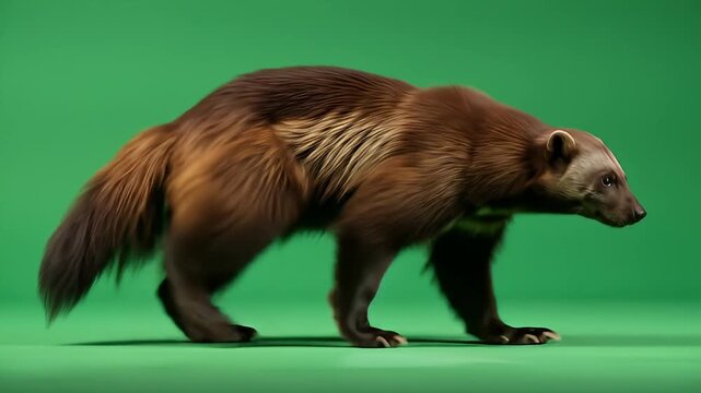 Wolverine Walking on Green Screen Studio Shot