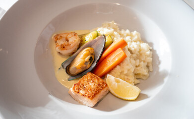 delicious restaurant meal white plate high end expensive gourmet