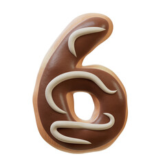 3D Font.Chocolate Biscuit Donut Font Concept. Isometric Alphabet. Numbers And Letters. 3d rendering isolated on white background