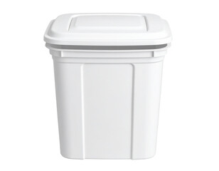  Top-Down View of White Garbage Bin with Detached Lid, Minimalist Composition, Isolated