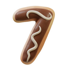 3D Font.Chocolate Biscuit Donut Font Concept. Isometric Alphabet. Numbers And Letters. 3d rendering isolated on white background