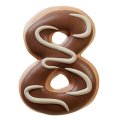 3D Font.Chocolate Biscuit Donut Font Concept. Isometric Alphabet. Numbers And Letters. 3d rendering isolated on white background