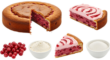 Delicious Cranberry Cake with Creamy Frosting and Ingredients