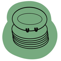 Illustration of Stacked Plates Simple, Clean Design for Food Service Businesses